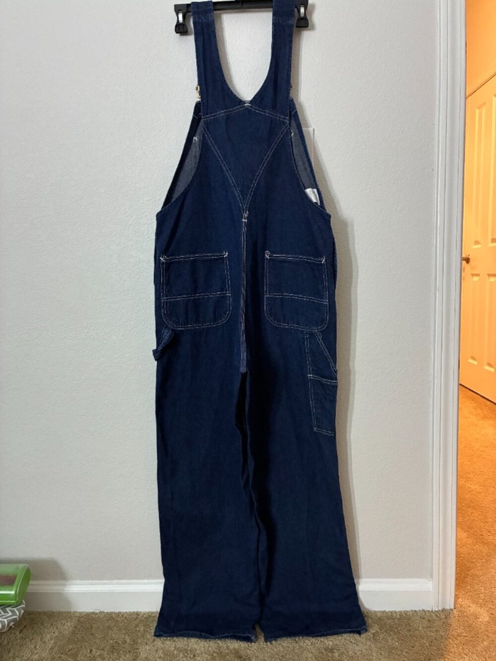 Vintage Carhartt USA Made Denim Bib Overalls 35x30 Dark Wash Workwear - Picture 3 of 7